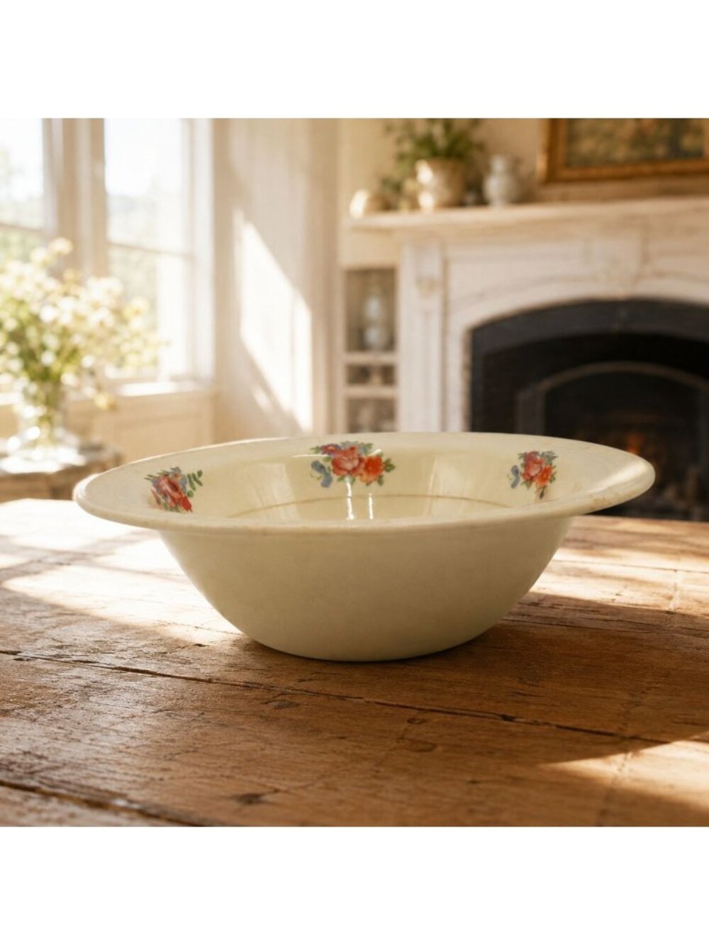 Vintage J&G Meakin Sunshine Floral Ceramic Bowl England Round 6"